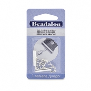 Schuif eindkap (20mm) met 5cm verlengketting en karabijnslotje Beadalon Zilver