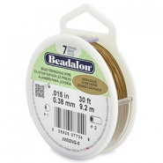 7 draads rijgdraad 0.38mm Beadalon Satin Gold