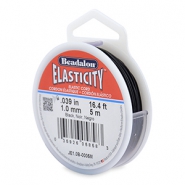 Rijgdraad elastiek Beadalon 1.0mm 5 meter Black