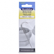 Gebogen flexibele rijgnaald 9cm Beadalon groot oog Zilver