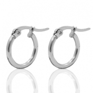 Oorbellen van Stainless steel Roestvrij staal (RVS) creolen 15mm Zilver