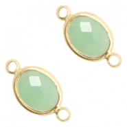 Crystal glas tussenstukken ovaal 10x9mm Crysolite green opal-gold