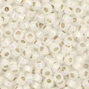 Miyuki 8/0 rocailles Gilt lined opal white 8-551