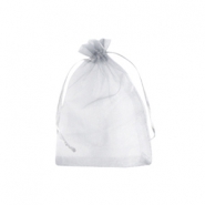 Organza sieradenzakje 7x9cm Silver grey