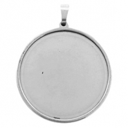 Benodigdheden van Stainless steel Roestvrij staal (RVS) setting bedel voor cabochon 35mm Antiek zilver