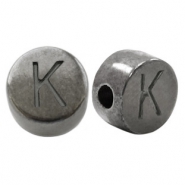 Metaal letterkralen DQ K Zilver antraciet (nikkelvrij)