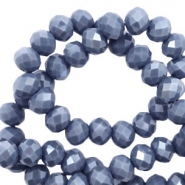 Facet kralen top quality disc 6x4 mm Light denim blue-pearl shine coating
