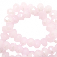 Facet kralen top quality disc 4x3 mm Light pink-Pearl shine coating