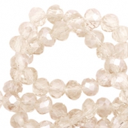 Facet kralen top quality disc 4x3 mm Light champagne-pearl shine coating