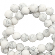 8 mm kralen natuursteen mat met marble look White