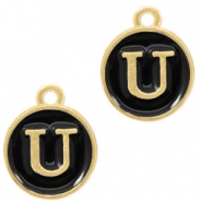Basic quality metaal bedel letter U Goud-zwart