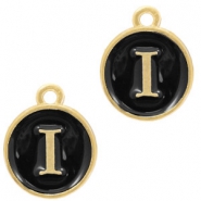 Basic quality metaal bedel letter I Goud-zwart