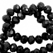 Facet kralen top quality disc 3x2mm Jet black-pearl shine coating