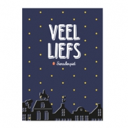 Kaartjes voor sieraden Sinterklaas "veel liefs sieradenpiet" Blauw