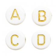 Acryl letterkralen mix Off white-gold