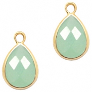 Hanger van crystal glas druppel 11x7mm Green opal-gold