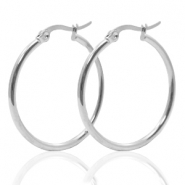 Oorbellen van Stainless steel Roestvrij staal (RVS) creolen 40mm Zilver