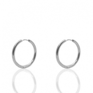Oorbellen van Stainless steel Roestvrij staal (RVS) creolen 14mm Zilver