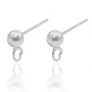 Onderdelen 925 zilver oorsteker met oog Zilver