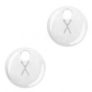 Basic quality metaal bedel initial X Antiek zilver (nikkelvrij)