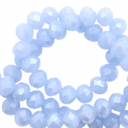 Facet kralen top quality disc 6x4 mm Light blue-pearl shine coating