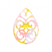 Hangers van resin druppel barok Pink-yellow