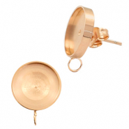 Polaris Steel oorbellen (RVS) (met oog verticaal) setting voor 7mm cabochon/Swarovski SS34 Ros&eacute; goud