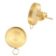Polaris Steel oorbellen (RVS) (met oog horizontaal) setting voor 12mm cabochon Goud