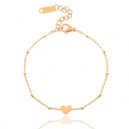 Armbanden van Stainless steel Roestvrij staal (RVS) jasseron heart &hearts; Ros&eacute; goud