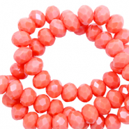 Facet kralen top quality disc 3x4mm Coral red-pearl shine coating