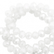 Facet kralen top quality disc 6x4 mm White-pearl shine coating