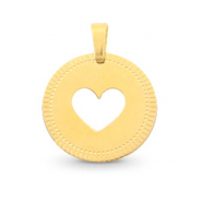 Bedels van Stainless steel Roestvrij staal (RVS) 12mm heart Mix&Match Goud