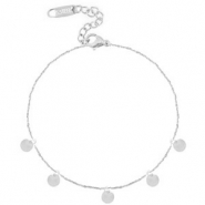 Enkelbandjes van Stainless steel Roestvrij staal (RVS) muntjes Zilver