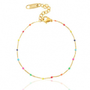 Armbanden van Stainless steel Roestvrij staal (RVS) rainbow Goud