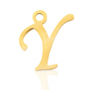 Bedels van Stainless steel Roestvrij staal (RVS) initial Y Goud
