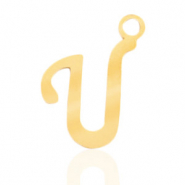 Bedels van Stainless steel Roestvrij staal (RVS) initial U Goud