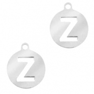 Bedels van Stainless steel Roestvrij staal (RVS) 10mm initial coin Z Zilver