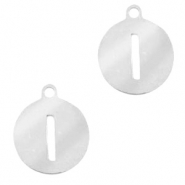 Bedels van Stainless steel Roestvrij staal (RVS) rond 10mm initial coin I Zilver