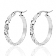 Oorbellen van Stainless steel Roestvrij staal (RVS) creolen 25mm Zilver