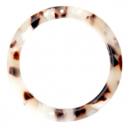 Hangers van resin rond 35mm Mixed beige brown