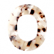 Hangers van resin ovaal 48x40mm Mixed beige brown