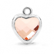 Hanger van crystal glas heart Vintage pink-silver