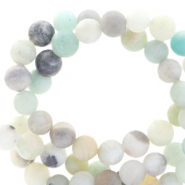 Natuursteem kralen chalcedoon (kwarts) 4mm mat Multicolour blue-grey
