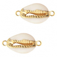 Schelp kralen tussenstuk special Kauri Cream beige-gold