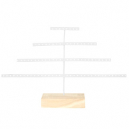 Sieraden display pyramide met houten voet White-natural