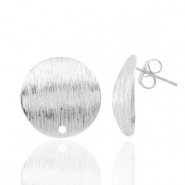 Metaal onderdelen TQ oorbel oorsteker 15mm met oog Antiek zilver