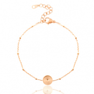 Polaris Steel armband (RVS) met setting voor 7mm cabochon / Swarovski SS34 ball Ros&eacute; goud