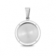 Polaris Steel bedel (RVS) met setting voor 12mm cabochon Zilver