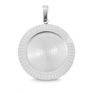 Polaris Steel bedel (RVS) met setting voor 20mm cabochon Zilver