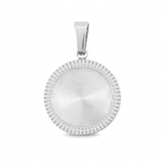 Polaris Steel bedel (RVS) met setting voor 12mm cabochon Zilver